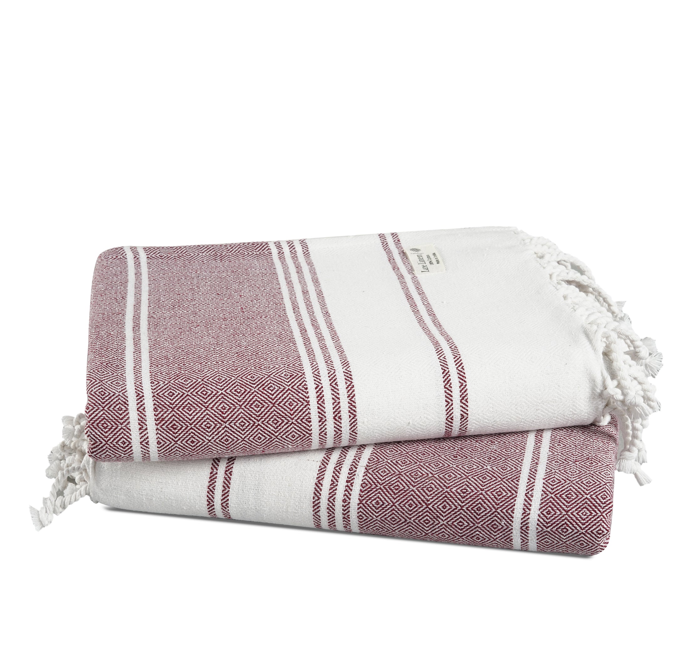 Set of 2 Diamond Turkish Beach Towels - Fired Brick